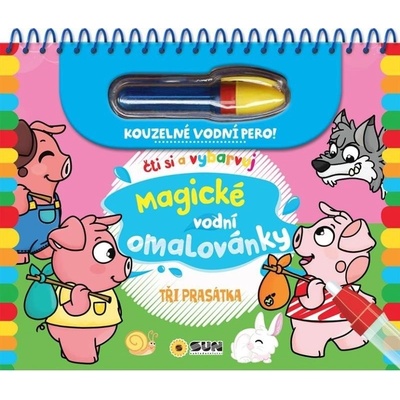 Tři prasátka Čti a vybarvuj Magické vodní omalovánky