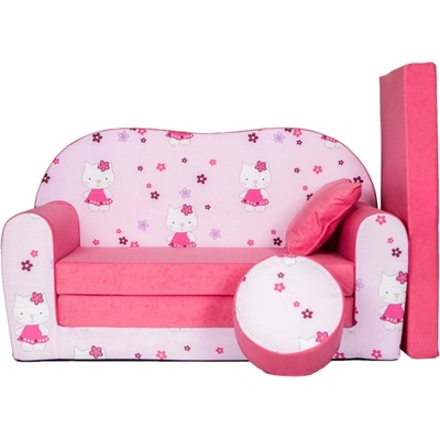 FIMEX Rozkládací dětská pohovka s bobkem a polštářkem Hello Kitty Růžová – Zboží Dáma