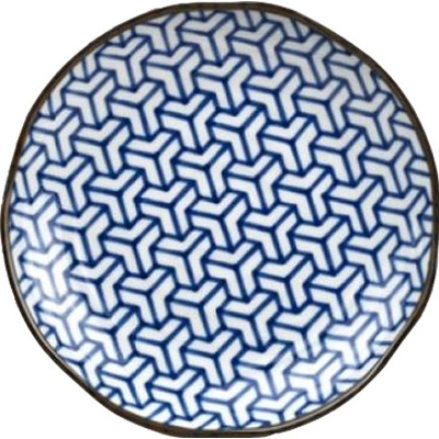 MIJ Plytký tanier HERRINGBONE INDIGO IKAT 23 cm modrý