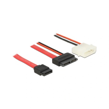 Delock Свързващ кабел, DeLock, SATA 6 Gb/s 7-пинов щепсел + 4-пинов захранващ щепсел (5 V) > SATA 13-пинов тънък щепсел 50 см, многоцветен 84790 (84790)