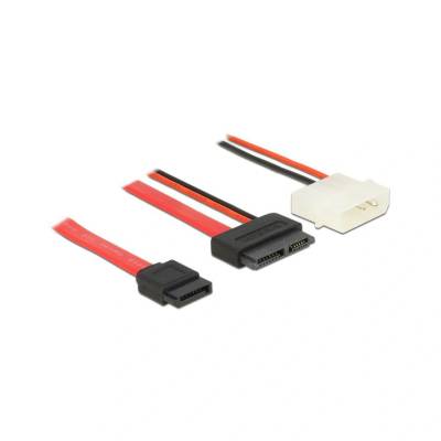 Delock Свързващ кабел, DeLock, SATA 6 Gb/s 7-пинов щепсел + 4-пинов захранващ щепсел (5 V) > SATA 13-пинов тънък щепсел 50 см, многоцветен 84790 (84790)