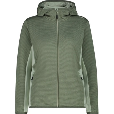 CMP Дамско поларено яке CMP Women's Striped Jacquard Jacket Fix Hood Fleece jacket - Avocado Melange - размер 42 (EU) (105-7198-0115)
