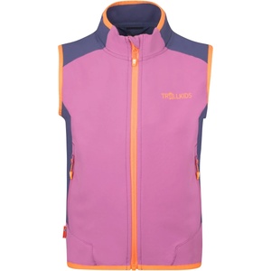 TROLLKIDS Детски софтшел елек Trollkids Kid's Balestrand Vest Windproof vest - Mallow Pink / Violet Blue / Papaya - размер 104 (EU) (753-0000-0313)
