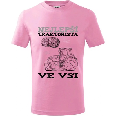 Nejlepší traktorista ve vsi tričko dětské bavlněné růžová