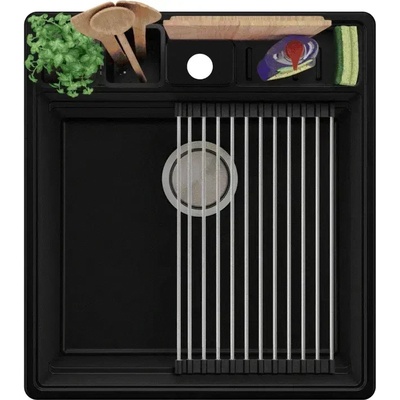 Твоят Стил Черна кухненска гранитна мивка Ню Йорк 50 Multispace 480 x 530 мм