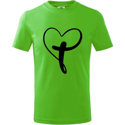 Jesus srdce dětské bavlněné tričko Apple Green