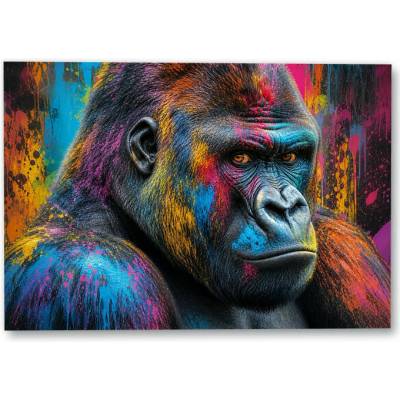 Plakát – Gorila v záplavě barev 120 × 84 cm Bez rámu Ne Bez rámu