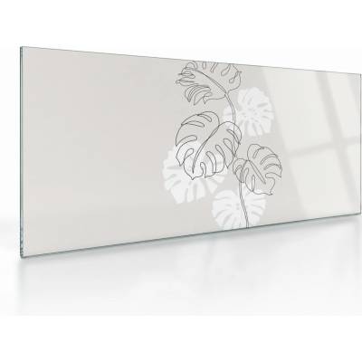 Sklenený obraz - Line art monstera N⁰3, jednodielne 100x50 cm na skle