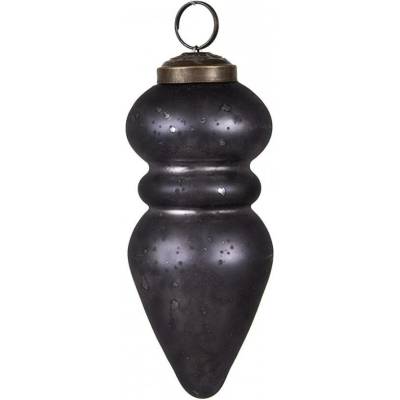 Clayre & Eef Černá skleněná vánoční ozdoba šiška s patinou - 5*11 cm - Clayre & Eef