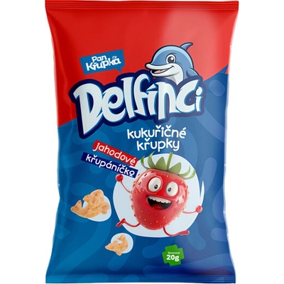 Pan Křupka Delfínci kukuřičný snack jahodový 20 g