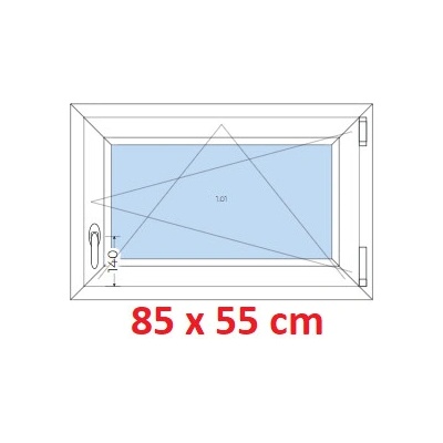Soft Plastové okno 85x55 cm, otevíravé a sklopné, Antracit struktura/Antracit struktura, levé