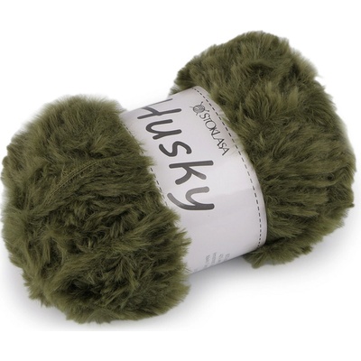 Pletací příze Husky 100 g zelená khaki 1 ks