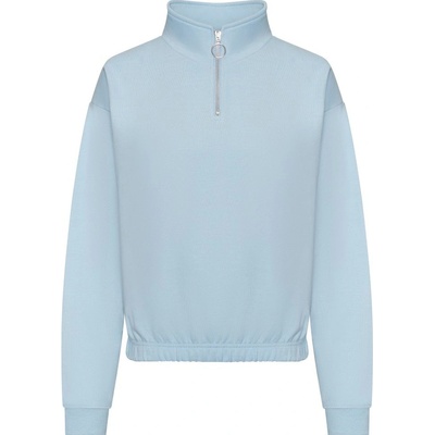 Just Hoods Dámska crop top mikina s krátkym zipsom nebesky modrá