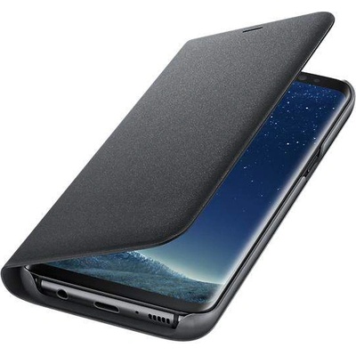 Samsung Flip Case Leather LED EF-NG950PBEGWW - оригинален кожен калъф през който виждате информация от дисплея на Samsung Galaxy S8 (черен)