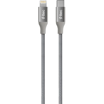 Ttec Кабел ttec - AlumiCable, USB-C/Lightning, 1.5 m, сив (8694470827735)