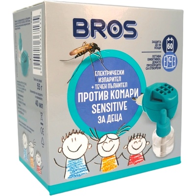 BROS електрически изпарител + течен пълнител , Против комари, Сензитив за деца
