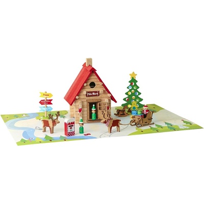 Jeujura Dřevěná stavebnice 90 ks Vánoční chata