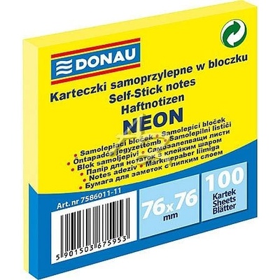 Donau samolepicí bloček 76x76mm/100ks Neon Žlutý – Zboží Dáma