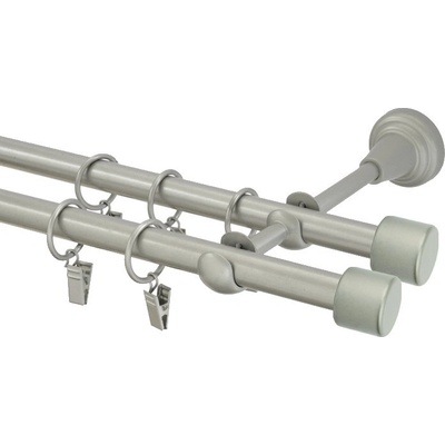 GARNÝŽE-HEBR Garnýž Válec double matná stříbrná dvojitá 120 cm