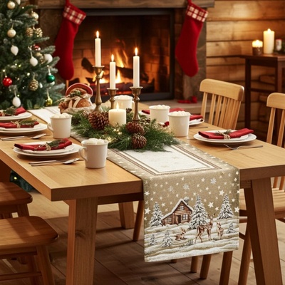 Mondo Vánoční Gobelínový běhoun Chenille IT030 Béžová 40x130cm