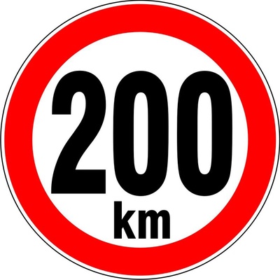 RAFO Samolepka Nejvyšší rychlost 10, 15 - 300 km, průměr 15 cm Varianta: 200