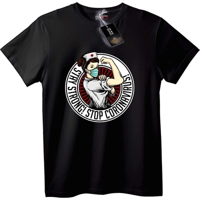 NOONEBRAND Тениска Останете Силни Спрете Коронавируса - 2XL, White