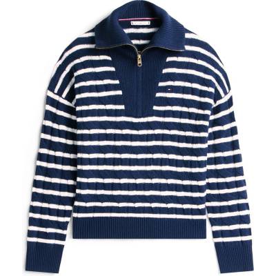 Tommy Hilfiger Women's Quarter Zip Long Sleeve Fleece Pullover - Dark Night Navy