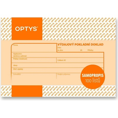 Optys 1083 Výdajový pokladní doklad A6 samopropisovací 100 listů