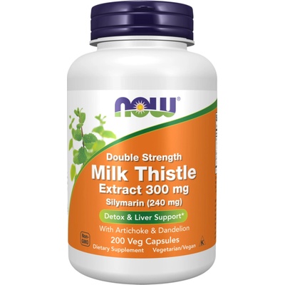 Now Double Strength Silymarin milk thistle extract 300 mg 200 rostlinných kapslí