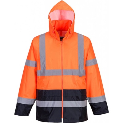 PortWest bunda proti dešti Hi-Vis Classic Contrast Fluorescenční oranžovo/tm.modrá