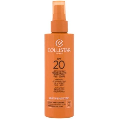 Collistar Smart Sun Protection Tanning Moisturizing Milk Spray SPF20 слънцезащитен спрей за тяло и лице 200 ml
