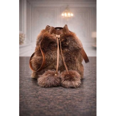Max Original Leather Dámska kožušinová kabelka brown 1
