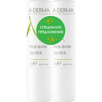A-Derma Комплект - Стик за устни с овес, 2 x 4 g