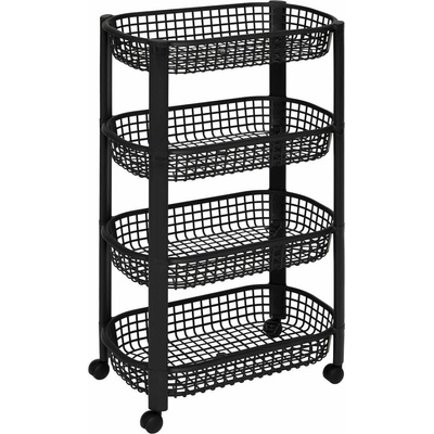 5five Simply Smart Basket Kuchynský vozík na kolieskach, plastový, 46,5 × 25,5 × 79 cm, čierny