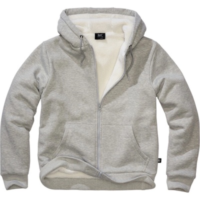 Brandit mikina s teplou podšívkou SweatJacket Teddylining šedá melange