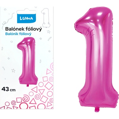 LUMA Balónek foliový č. 1 40 cm růžový