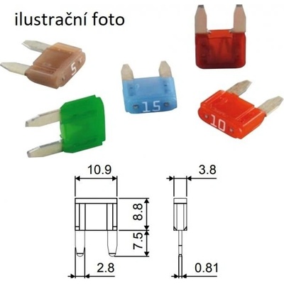 Pojistka nožová Mini 5A 100ks