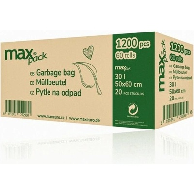 Maxpack HDPE sáčky do koše 30L 20ks 7μm počet kusů 1 karton 60 rolí