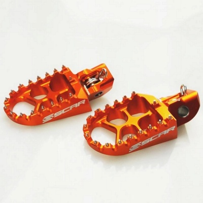 SCAR RACING stupačky řidiče hliníkové EVO KTM SX / SXF / EXC barva oranžová