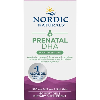 Nordic Naturals Plant-based Prenatal DHA, Vegánska Omega pre tehotné, 500 mg, 60 softgélových kapsúl