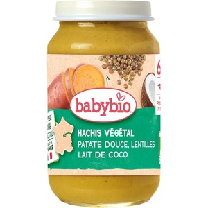 Babybio Био пюре Babybio - Вегетарианска каша със сладък картоф, леща, кокосово мляко, 6м+, 200 g (3288130510614) - baby