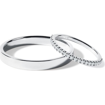 Klenota Súprava svadobných obrúčok z bieleho 14kt zlata s diamantmi s0767012