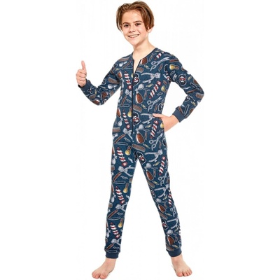 Cornette Kids Boy Barber Chlapecké pyžamo overal jeansová