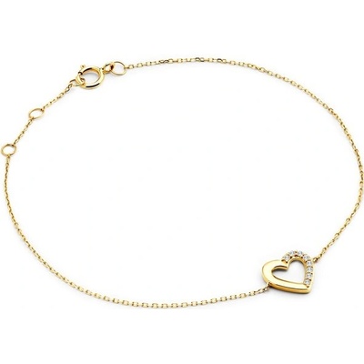 SAVICKI Náramok s príveskom srdce žlté zlato s diamantmi 0.05 ct 18 cm - SAVB07820 Y C