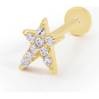 Lillian Vassago Zlatý piercing labreta hvězda se zirkony LLV92-GPI073LB