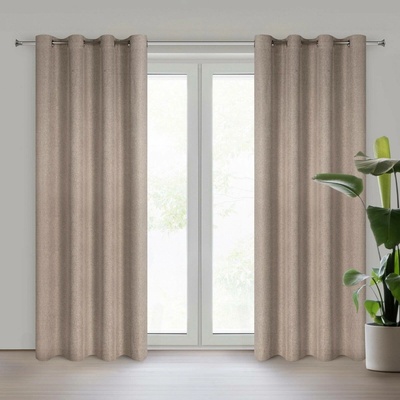 Eurofirany Závěs 140 x 250 cm matně hnědý s kovovými kroužky ADELINA