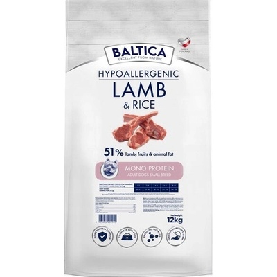 Baltica Nutraceutic XS/S Hypoalergenní jehněčí s rýží 12 kg