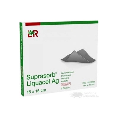 Suprasorb Liquacel Ag Krytie na rany s antimikrobiálnym striebrom, 15 x 15 cm 5 ks