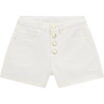 Guess Къси панталони за момиче туил в мръсно бял цвят с надпис от кристали Guess