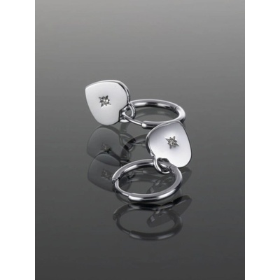 Prosperk náušnice z oceli kroužky se zámečky ve tvaru srdíček S0276